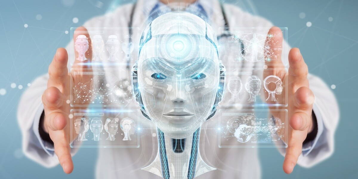 Arts met AI en digitaal gezicht