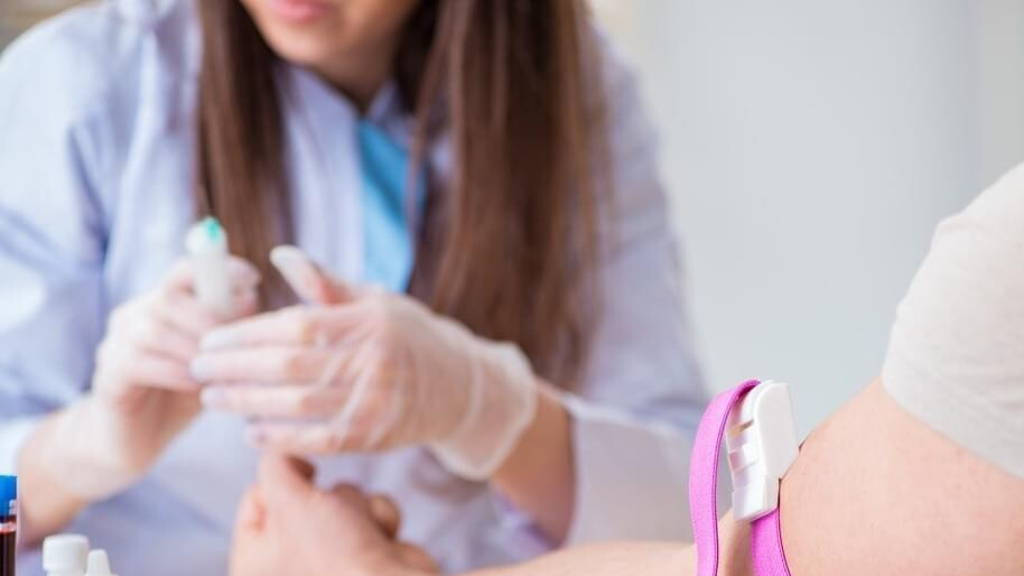 Patient during blood test sampling procedure taken for analysis