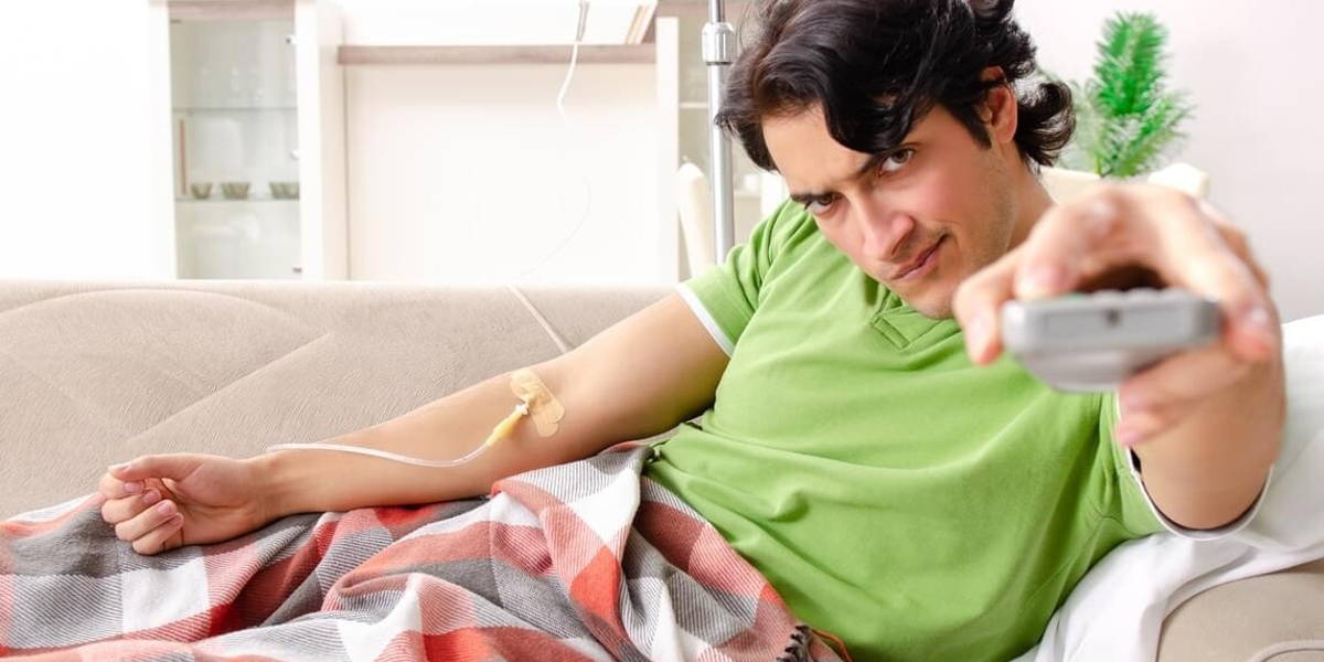 Young man suffering at home