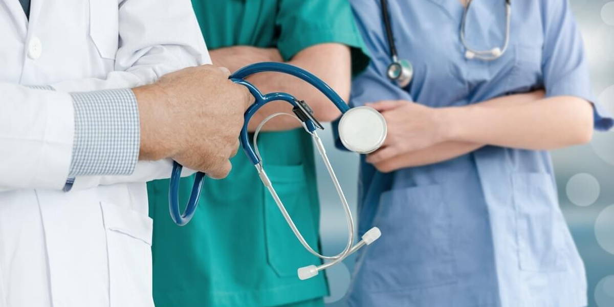 Doctor with health insurance healthcare graphic.