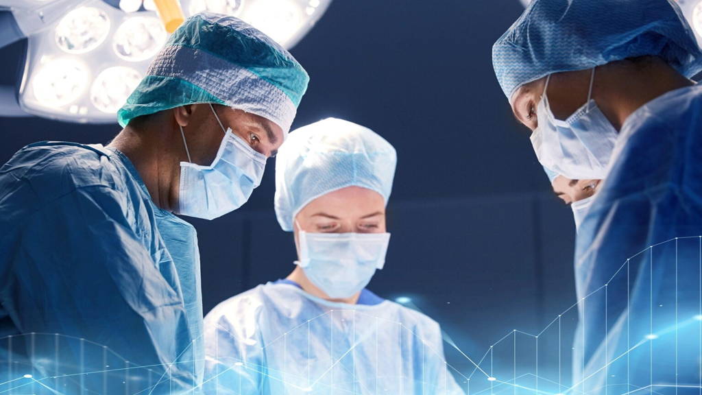 group of surgeons in operating room at hospital