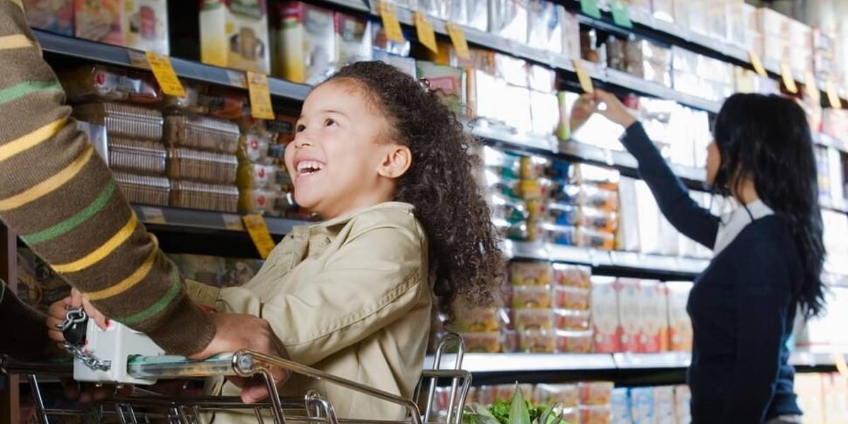 family shopping in a supermarket