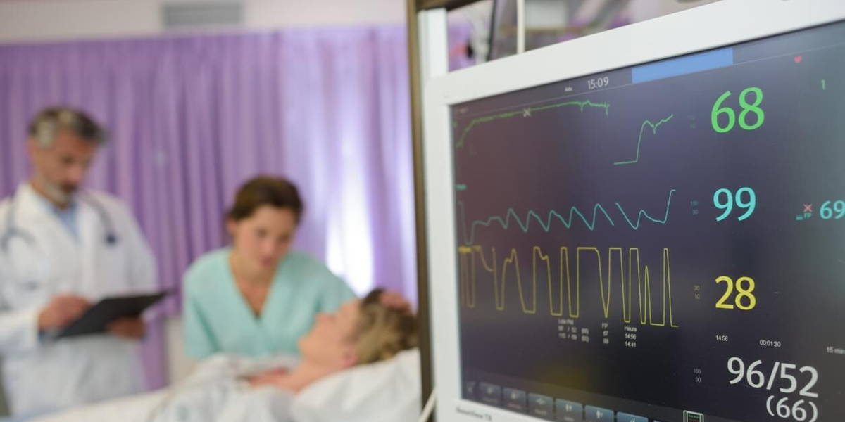 heart blood pressure monitor used in a hospital room