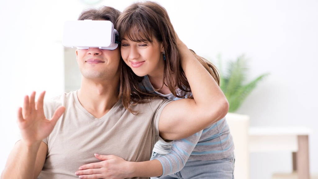 Disabled man with virtual glasses