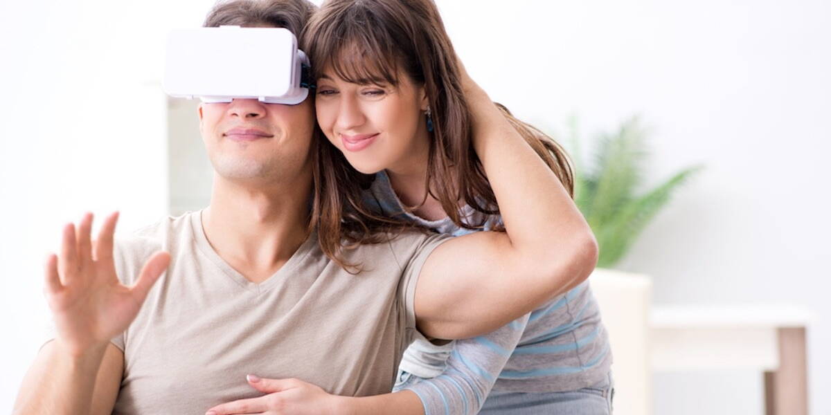 Disabled man with virtual glasses