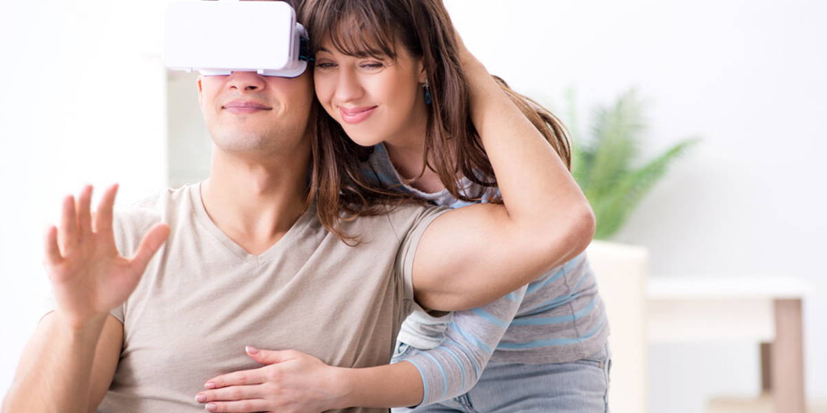 Disabled man with virtual glasses