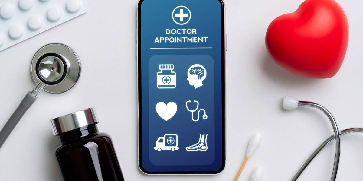 Online health care icon application on smart phone