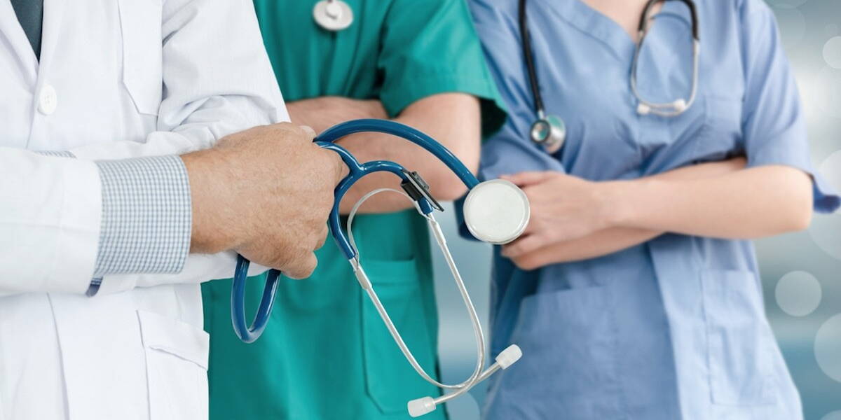 Doctor with health insurance healthcare graphic.