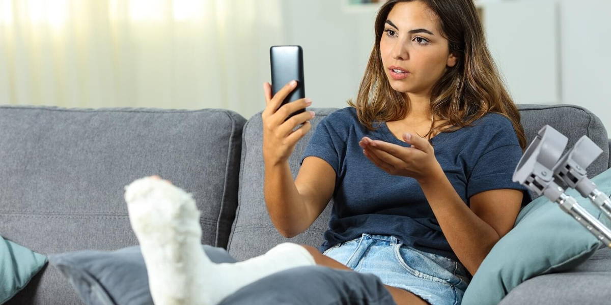 Disabled woman having a video call