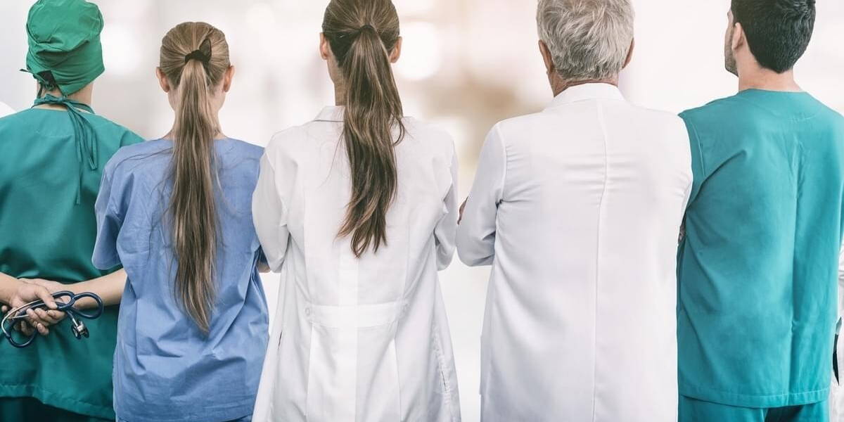 Medical staff group of doctors, nurses and surgeon