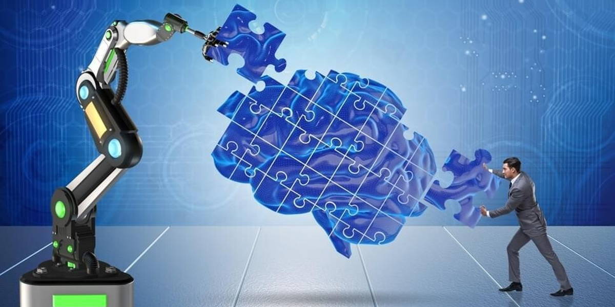 Artificial intelligence concept with businessman