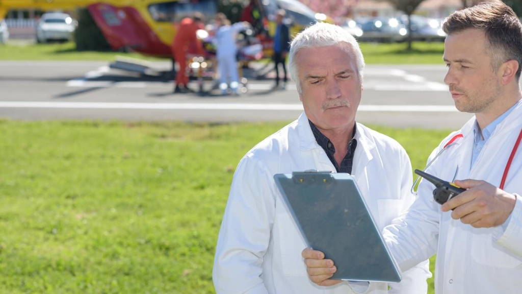 old doctor and a mobile flying ambulance