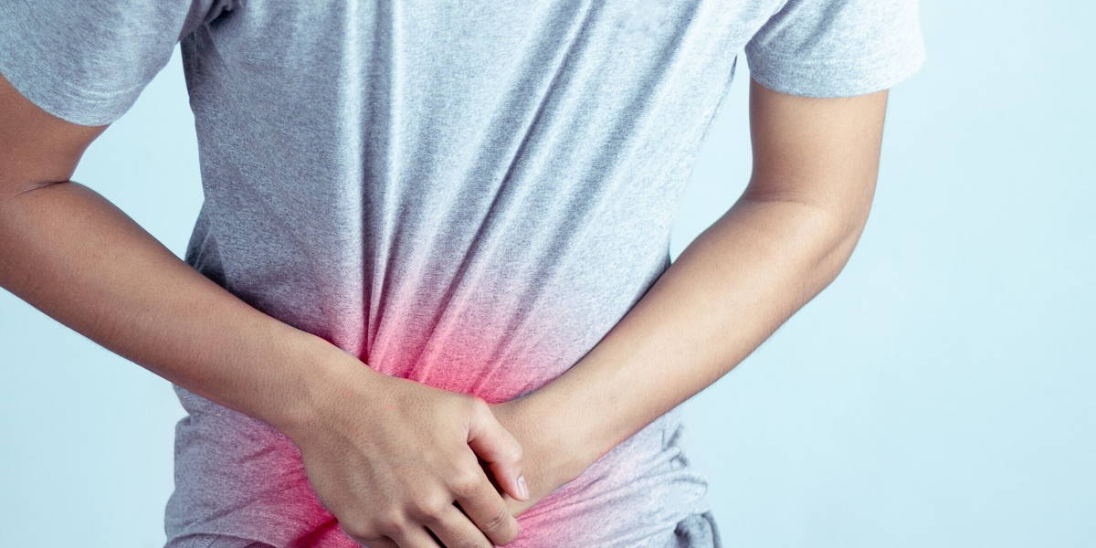 Male having stomachache or Gastroenterologists ,Concept with Healthcare.