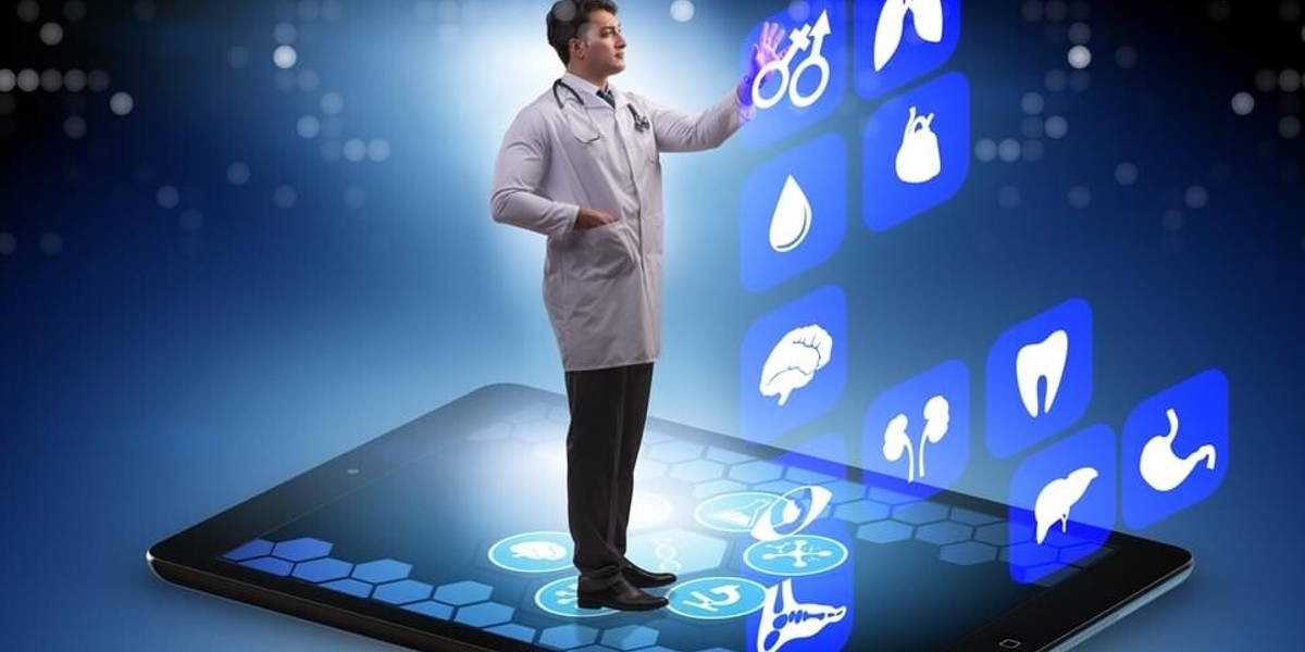 Telehealth concept with doctor doing remote check-up