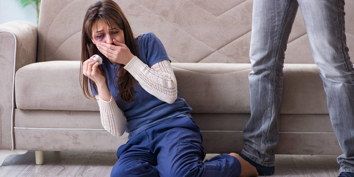 Desparate wife with aggressive husband in domestic violence conc