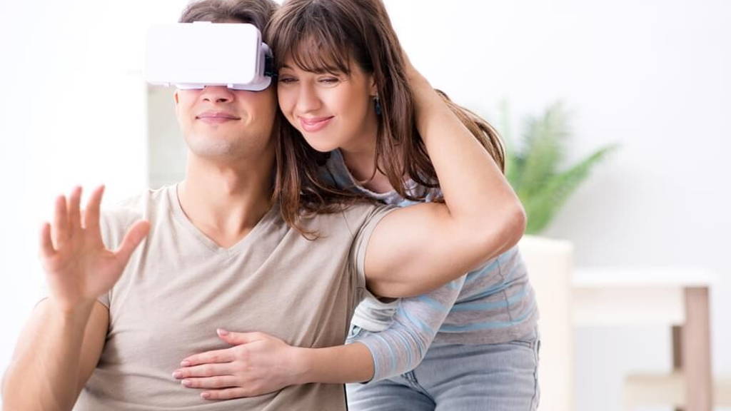 Disabled man with virtual glasses