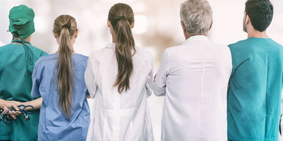 Medical staff group of doctors, nurses and surgeon