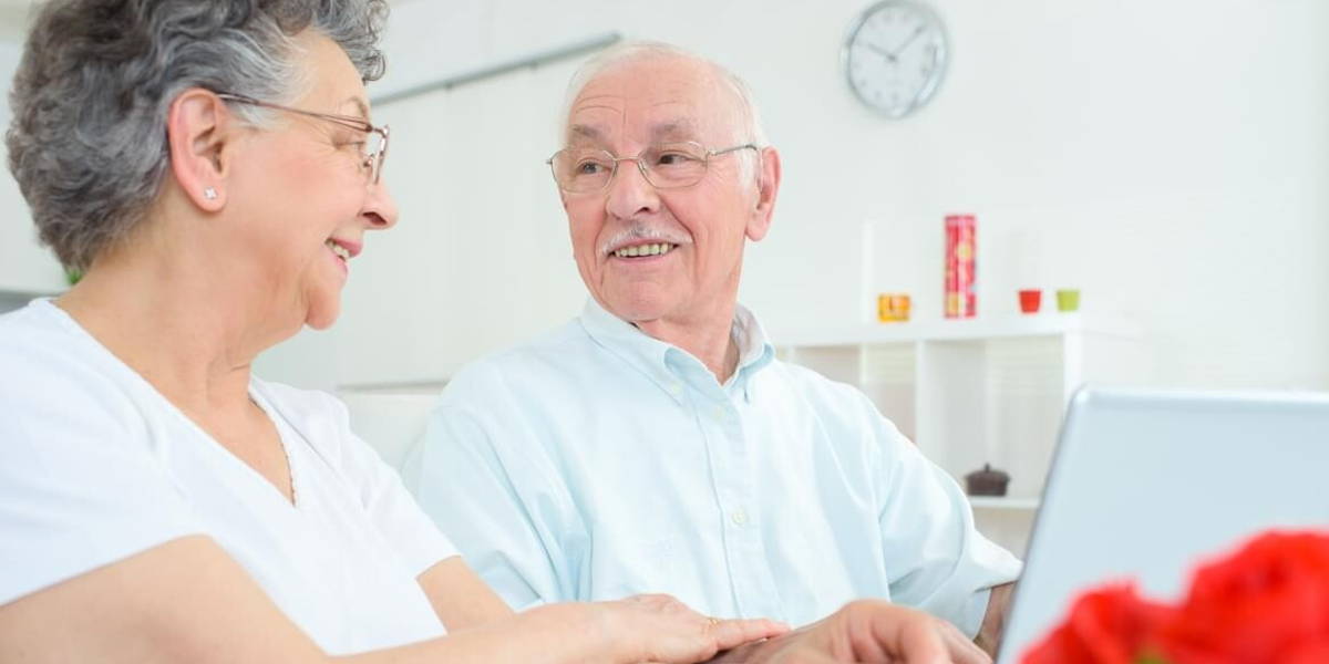 elderly couple in the house