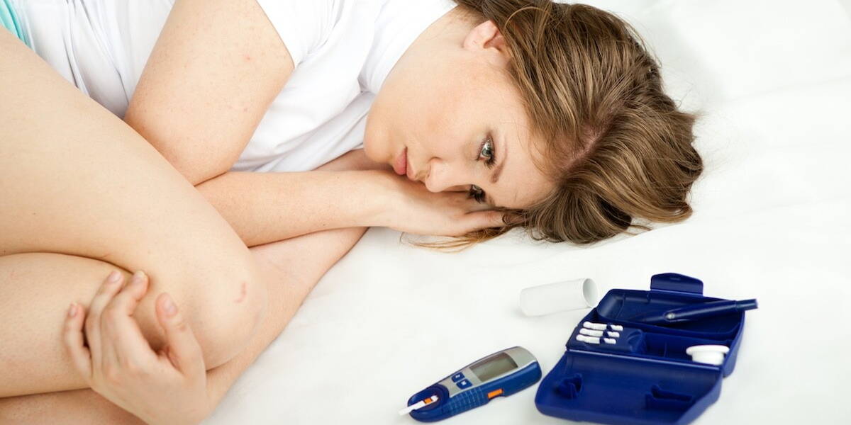 Sad Young Woman Checking Blood Sugar Level