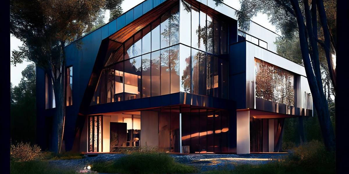 Buitenkant van modern woonhuis