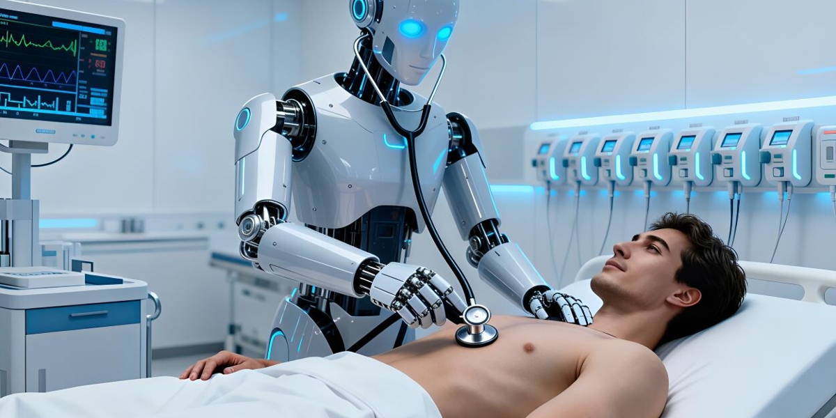 Robot onderzoekt patiënt met stethoscoop