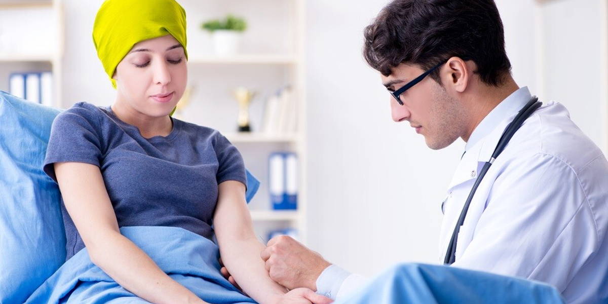 Cancer patient visiting doctor for medical consultation in clini